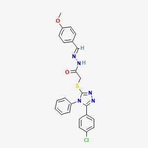 2-{[5-(4-chlorophenyl)-4-phenyl-4H-1,2,4-triazol-3-yl]sulfanyl}-N'-[(E)-(4-methoxyphenyl)methylidene]acetohydrazide