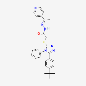 molecular formula C27H28N6OS B11663163 2-{[5-(4-tert-butylphenyl)-4-phenyl-4H-1,2,4-triazol-3-yl]sulfanyl}-N'-[(1E)-1-(pyridin-4-yl)ethylidene]acetohydrazide CAS No. 303107-36-0