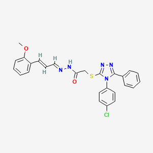 molecular formula C26H22ClN5O2S B11663192 2-{[4-(4-chlorophenyl)-5-phenyl-4H-1,2,4-triazol-3-yl]sulfanyl}-N'-[(1E,2E)-3-(2-methoxyphenyl)prop-2-en-1-ylidene]acetohydrazide 