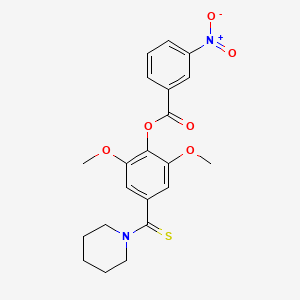 molecular formula C21H22N2O6S B11663197 2,6-Dimethoxy-4-(piperidin-1-ylcarbonothioyl)phenyl 3-nitrobenzoate 