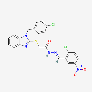 2-{[1-(4-chlorobenzyl)-1H-benzimidazol-2-yl]sulfanyl}-N'-[(E)-(2-chloro-5-nitrophenyl)methylidene]acetohydrazide