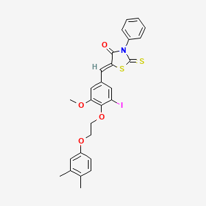 (5Z)-5-{4-[2-(3,4-dimethylphenoxy)ethoxy]-3-iodo-5-methoxybenzylidene}-3-phenyl-2-thioxo-1,3-thiazolidin-4-one