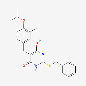 molecular formula C22H24N2O3S B11663259 2-(Benzylsulfanyl)-5-[3-methyl-4-(propan-2-yloxy)benzyl]pyrimidine-4,6-diol 