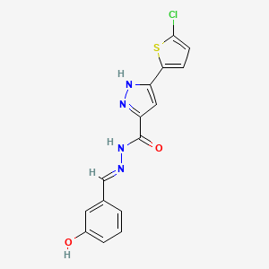 molecular formula C15H11ClN4O2S B11663274 3-(5-Chlorothiophen-2-yl)-N'-(3-hydroxybenzylidene)-1H-pyrazole-5-carbohydrazide CAS No. 303104-88-3