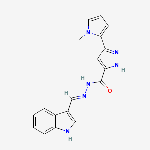 molecular formula C18H16N6O B11663282 N'-[(E)-1H-indol-3-ylmethylidene]-3-(1-methyl-1H-pyrrol-2-yl)-1H-pyrazole-5-carbohydrazide 