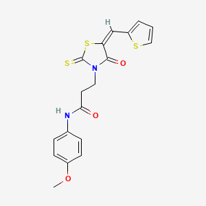 N-(4-methoxyphenyl)-3-[(5E)-4-oxo-5-(thiophen-2-ylmethylidene)-2-thioxo-1,3-thiazolidin-3-yl]propanamide