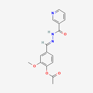 2-methoxy-4-{(E)-[2-(pyridin-3-ylcarbonyl)hydrazinylidene]methyl}phenyl acetate