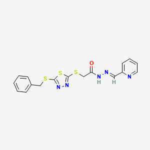 2-{[5-(benzylsulfanyl)-1,3,4-thiadiazol-2-yl]sulfanyl}-N'-[(E)-pyridin-2-ylmethylidene]acetohydrazide