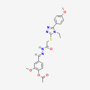 4-{(E)-[({[4-Ethyl-5-(4-methoxyphenyl)-4H-1,2,4-triazol-3-YL]sulfanyl}acetyl)hydrazono]methyl}-2-methoxyphenyl acetate