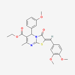 ethyl (2Z)-2-(3,4-dimethoxybenzylidene)-5-(3-methoxyphenyl)-7-methyl-3-oxo-2,3-dihydro-5H-[1,3]thiazolo[3,2-a]pyrimidine-6-carboxylate