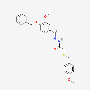 N'-{(E)-[4-(benzyloxy)-3-ethoxyphenyl]methylidene}-2-[(4-methoxybenzyl)sulfanyl]acetohydrazide