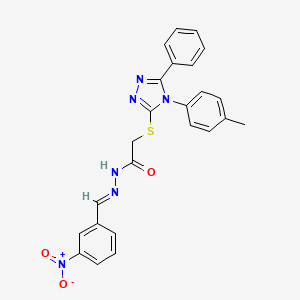 molecular formula C24H20N6O3S B11663374 2-{[4-(4-methylphenyl)-5-phenyl-4H-1,2,4-triazol-3-yl]sulfanyl}-N'-[(E)-(3-nitrophenyl)methylidene]acetohydrazide 