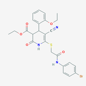 molecular formula C25H24BrN3O5S B11663389 Ethyl 6-({2-[(4-bromophenyl)amino]-2-oxoethyl}sulfanyl)-5-cyano-4-(2-ethoxyphenyl)-2-oxo-1,2,3,4-tetrahydropyridine-3-carboxylate 