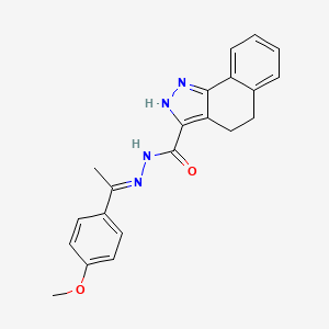 molecular formula C21H20N4O2 B11663394 N'-[(E)-1-(4-methoxyphenyl)ethylidene]-4,5-dihydro-1H-benzo[g]indazole-3-carbohydrazide 