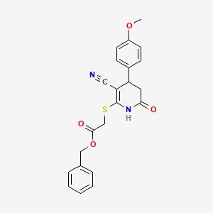 molecular formula C22H20N2O4S B11663402 Benzyl {[3-cyano-4-(4-methoxyphenyl)-6-oxo-1,4,5,6-tetrahydropyridin-2-yl]sulfanyl}acetate 