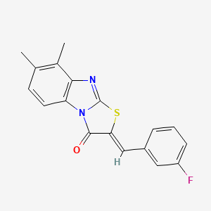 molecular formula C18H13FN2OS B11663405 (2Z)-2-(3-fluorobenzylidene)-7,8-dimethyl[1,3]thiazolo[3,2-a]benzimidazol-3(2H)-one 