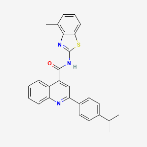 molecular formula C27H23N3OS B11663409 N-(4-methyl-1,3-benzothiazol-2-yl)-2-[4-(propan-2-yl)phenyl]quinoline-4-carboxamide 