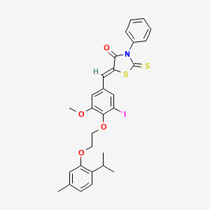 (5Z)-5-(3-iodo-5-methoxy-4-{2-[5-methyl-2-(propan-2-yl)phenoxy]ethoxy}benzylidene)-3-phenyl-2-thioxo-1,3-thiazolidin-4-one