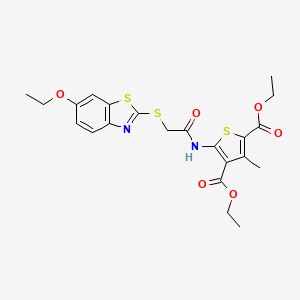 Diethyl 5-({[(6-ethoxy-1,3-benzothiazol-2-yl)sulfanyl]acetyl}amino)-3-methylthiophene-2,4-dicarboxylate