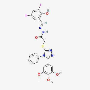 N'-[(E)-(2-hydroxy-3,5-diiodophenyl)methylidene]-2-{[4-phenyl-5-(3,4,5-trimethoxyphenyl)-4H-1,2,4-triazol-3-yl]sulfanyl}acetohydrazide