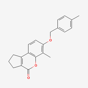 molecular formula C21H20O3 B11663445 6-methyl-7-[(4-methylbenzyl)oxy]-2,3-dihydrocyclopenta[c]chromen-4(1H)-one 