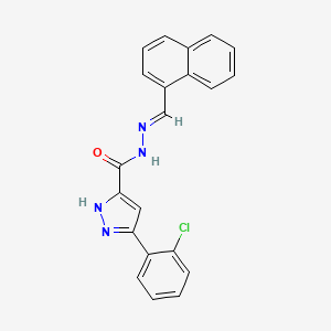 molecular formula C21H15ClN4O B11663475 3-(2-Chlorophenyl)-N'-(1-naphthylmethylene)-1H-pyrazole-5-carbohydrazide 