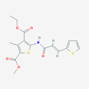 molecular formula C17H17NO5S2 B11663498 4-ethyl 2-methyl 3-methyl-5-{[(2E)-3-(thiophen-2-yl)prop-2-enoyl]amino}thiophene-2,4-dicarboxylate 