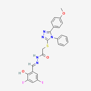 N'-[(E)-(2-hydroxy-3,5-diiodophenyl)methylidene]-2-{[5-(4-methoxyphenyl)-4-phenyl-4H-1,2,4-triazol-3-yl]thio}acetohydrazide