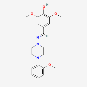 molecular formula C20H25N3O4 B11663560 2,6-dimethoxy-4-[(E)-{[4-(2-methoxyphenyl)piperazin-1-yl]imino}methyl]phenol CAS No. 303102-22-9