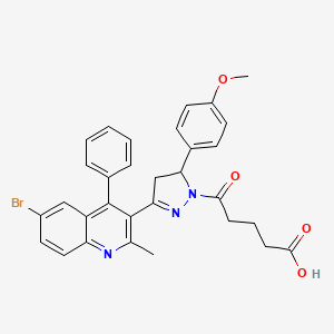 5-[3-(6-bromo-2-methyl-4-phenylquinolin-3-yl)-5-(4-methoxyphenyl)-4,5-dihydro-1H-pyrazol-1-yl]-5-oxopentanoic acid