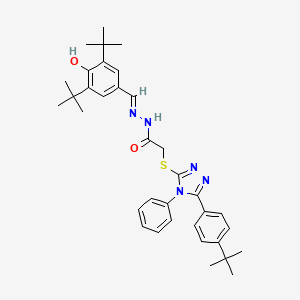 2-{[5-(4-tert-butylphenyl)-4-phenyl-4H-1,2,4-triazol-3-yl]thio}-N'-[(E)-(3,5-ditert-butyl-4-hydroxyphenyl)methylidene]acetohydrazide