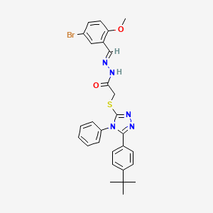 molecular formula C28H28BrN5O2S B11663612 N'-[(E)-(5-bromo-2-methoxyphenyl)methylidene]-2-{[5-(4-tert-butylphenyl)-4-phenyl-4H-1,2,4-triazol-3-yl]sulfanyl}acetohydrazide 