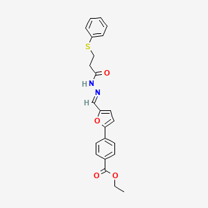 ethyl 4-{5-[(E)-{2-[3-(phenylsulfanyl)propanoyl]hydrazinylidene}methyl]furan-2-yl}benzoate