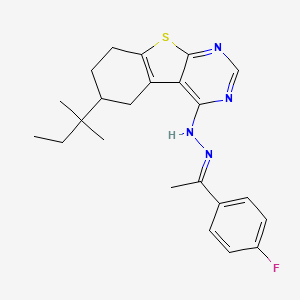 4-{(2E)-2-[1-(4-fluorophenyl)ethylidene]hydrazinyl}-6-(2-methylbutan-2-yl)-5,6,7,8-tetrahydro[1]benzothieno[2,3-d]pyrimidine