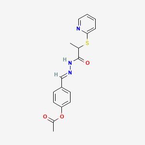 molecular formula C17H17N3O3S B11663677 4-[(E)-{2-[2-(pyridin-2-ylsulfanyl)propanoyl]hydrazinylidene}methyl]phenyl acetate 