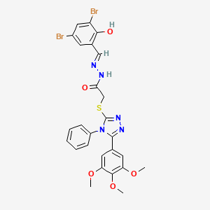 N'-[(E)-(3,5-dibromo-2-hydroxyphenyl)methylidene]-2-{[4-phenyl-5-(3,4,5-trimethoxyphenyl)-4H-1,2,4-triazol-3-yl]thio}acetohydrazide