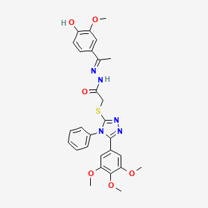 N'-[(E)-1-(4-Hydroxy-3-methoxyphenyl)ethylidene]-2-{[4-phenyl-5-(3,4,5-trimethoxyphenyl)-4H-1,2,4-triazol-3-YL]sulfanyl}acetohydrazide