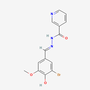 molecular formula C14H12BrN3O3 B11663795 N'-[(E)-(3-bromo-4-hydroxy-5-methoxyphenyl)methylidene]pyridine-3-carbohydrazide 