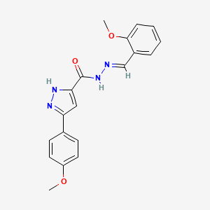 molecular formula C19H18N4O3 B11663817 N'-(2-methoxybenzylidene)-3-(4-methoxyphenyl)-1H-pyrazole-5-carbohydrazide 