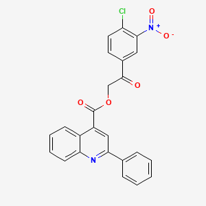 molecular formula C24H15ClN2O5 B11663828 2-(4-Chloro-3-nitrophenyl)-2-oxoethyl 2-phenylquinoline-4-carboxylate 