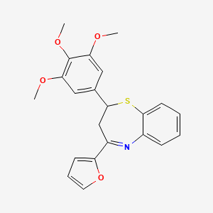 molecular formula C22H21NO4S B11663833 4-(Furan-2-yl)-2-(3,4,5-trimethoxyphenyl)-2,3-dihydro-1,5-benzothiazepine 