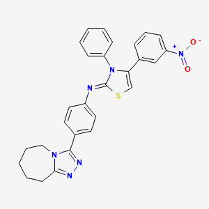 molecular formula C28H24N6O2S B11663841 N-[(2Z)-4-(3-nitrophenyl)-3-phenyl-1,3-thiazol-2(3H)-ylidene]-4-(6,7,8,9-tetrahydro-5H-[1,2,4]triazolo[4,3-a]azepin-3-yl)aniline 