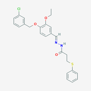 N'-[(E)-{4-[(3-chlorobenzyl)oxy]-3-ethoxyphenyl}methylidene]-3-(phenylsulfanyl)propanehydrazide