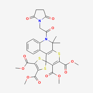 Tetramethyl 6'-[(2,5-dioxopyrrolidin-1-yl)acetyl]-5',5'-dimethyl-5',6'-dihydrospiro[1,3-dithiole-2,1'-thiopyrano[2,3-c]quinoline]-2',3',4,5-tetracarboxylate