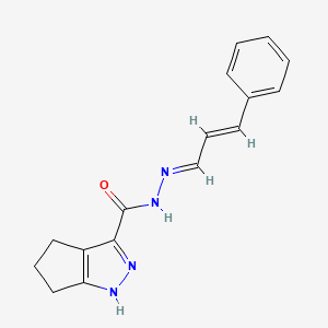 molecular formula C16H16N4O B11663874 1,4,5,6-4H-Cyclopentapyrazole-3-carboxylic acid (3-phenyl-allylidene)-hydrazide 