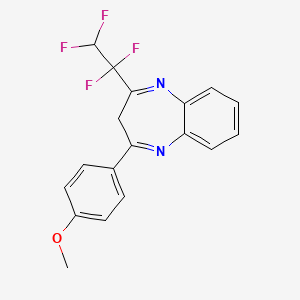 molecular formula C18H14F4N2O B11663881 2-(4-methoxyphenyl)-4-(1,1,2,2-tetrafluoroethyl)-3H-1,5-benzodiazepine 