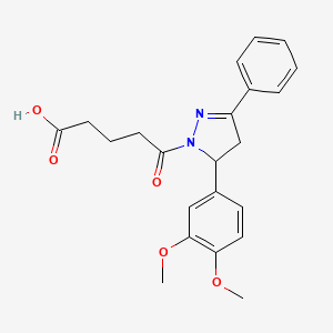 molecular formula C22H24N2O5 B11663964 5-[5-(3,4-dimethoxyphenyl)-3-phenyl-4,5-dihydro-1H-pyrazol-1-yl]-5-oxopentanoic acid 