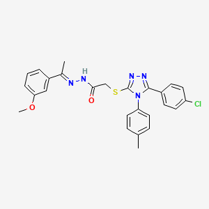 2-{[5-(4-chlorophenyl)-4-(4-methylphenyl)-4H-1,2,4-triazol-3-yl]sulfanyl}-N'-[(1E)-1-(3-methoxyphenyl)ethylidene]acetohydrazide