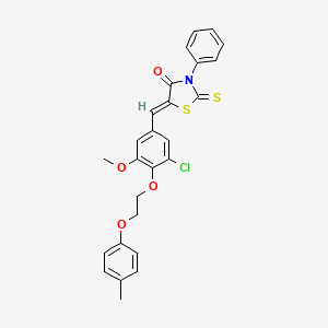 molecular formula C26H22ClNO4S2 B11663999 (5Z)-5-{3-chloro-5-methoxy-4-[2-(4-methylphenoxy)ethoxy]benzylidene}-3-phenyl-2-thioxo-1,3-thiazolidin-4-one 