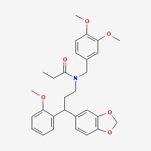 N-[3-(1,3-benzodioxol-5-yl)-3-(2-methoxyphenyl)propyl]-N-(3,4-dimethoxybenzyl)propanamide